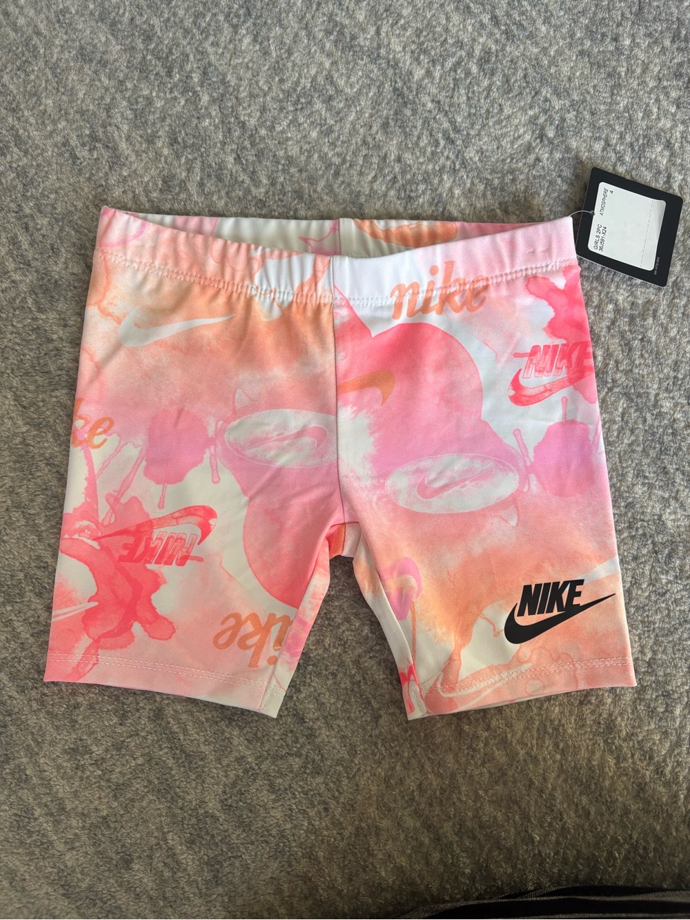 Nike Pink and Orange Tie-Dye Kids Bike Shorts